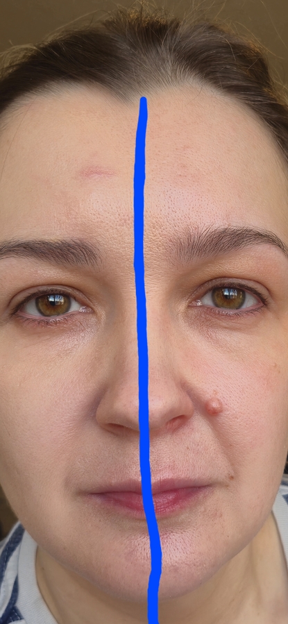 Левая половина лица накрашена