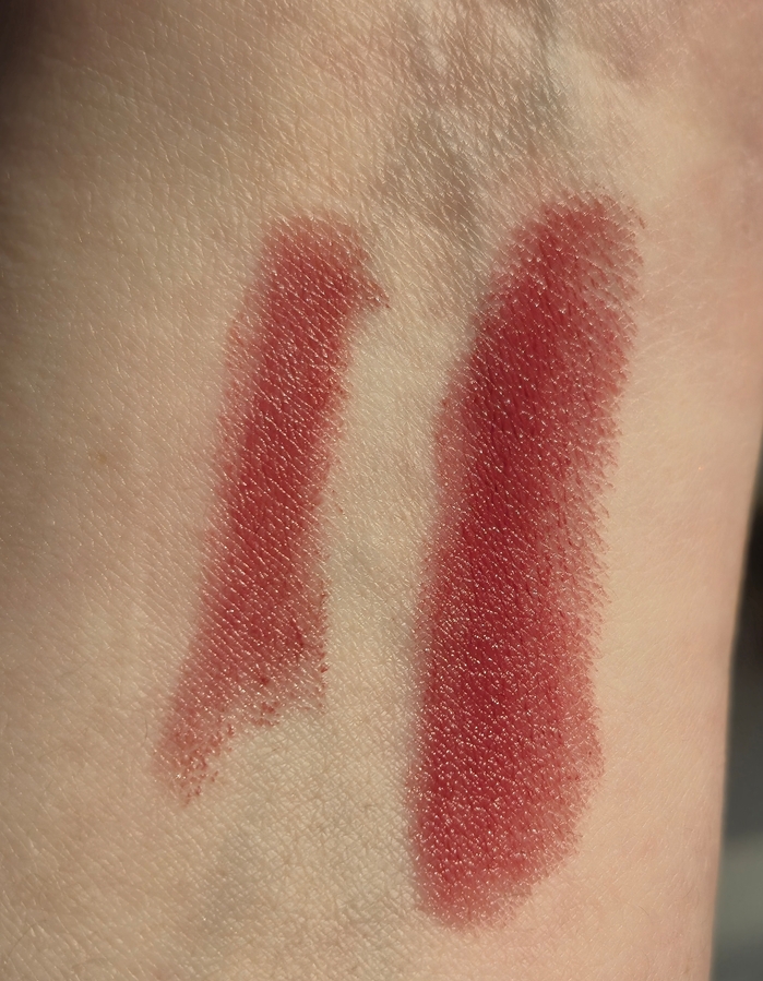 Свотч вечером, 1 слой/ 2 слоя (справа)