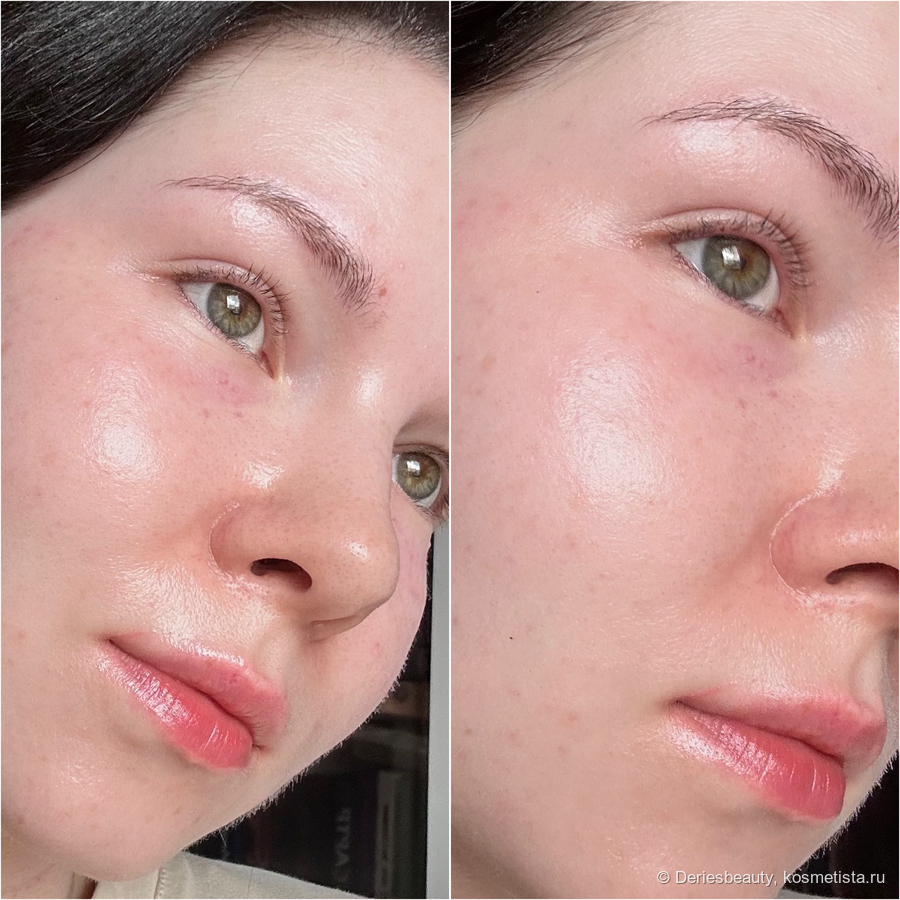 Эффект через 10 секунд после нанесения (около 5 нажатий)