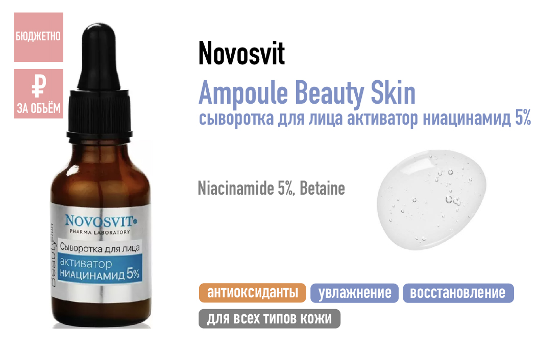 Novosvit Ampoule Beauty Skin Novosvit / Сыворотка для лица активатор Ниацинамид 5%