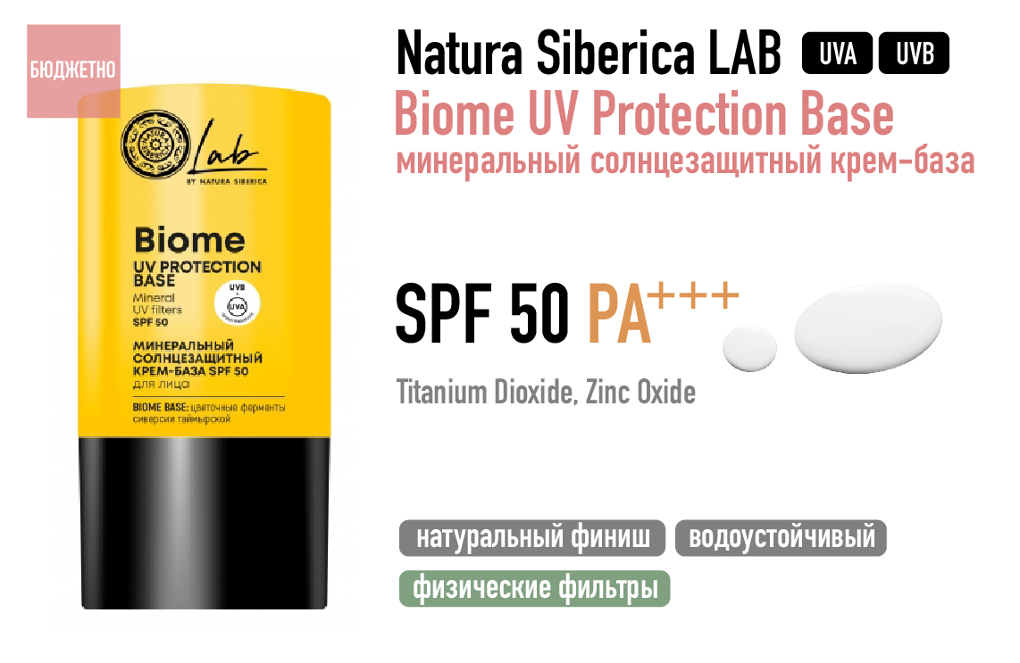 Natura Siberica LAB / Biome Минеральный солнцезащитный крем-база для лица SPF 50