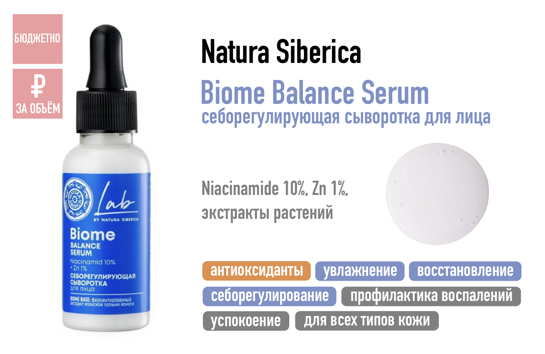 Nature Siberica LAB Biome Balance Serum / Себорегулирующая сыворотка для лица